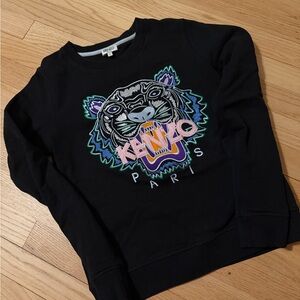 Kenzo Black Sweatshirt with Colorful Tiger Embroidery